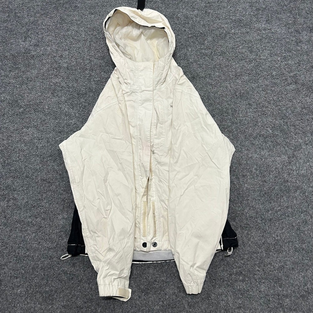 The North Face Jacket Womens XS Cream HyVent Hooded Rain Coat Windbreaker Stain